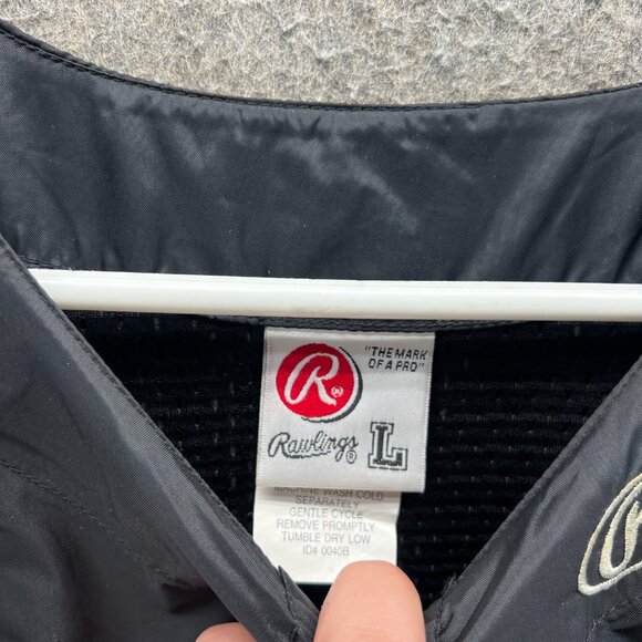 Diamondbacks Pullover Jacket Men Large Black Nylon Button Windbreaker Rawlings - Picture 5 of 10